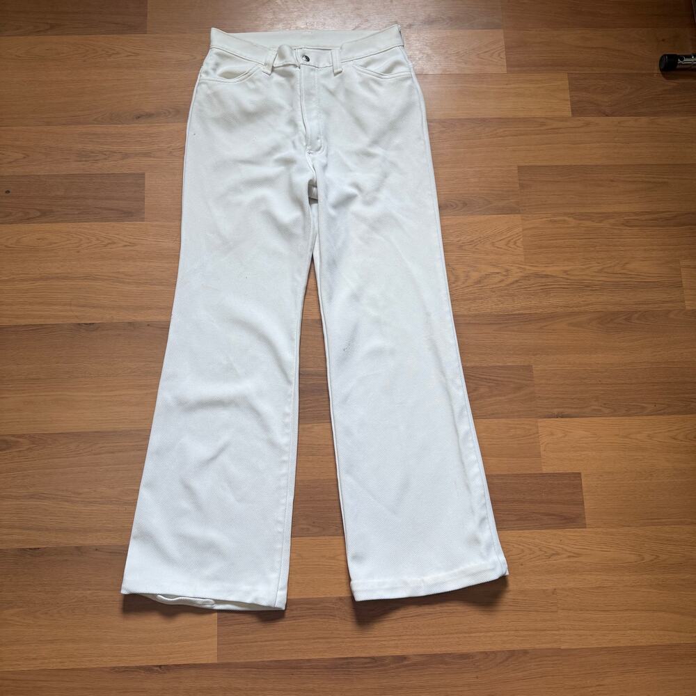 Women's Vintage 70's Levi's For Gals Big E White Flare Bell Bottom Pants 30 x 30